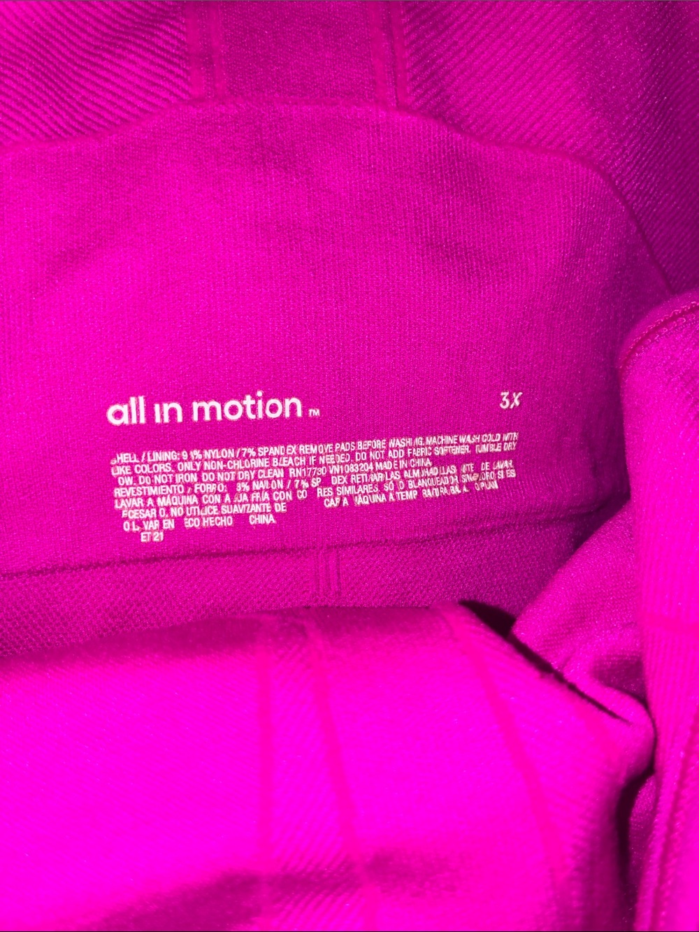 All in motion Pink Active Sports Bra - 3x - Picture 5 of 8